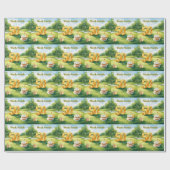 Golf 50th Birthday for golfer with cake and number Cadeaupapier (Vlak)