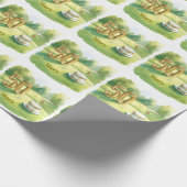 Golf 50th Birthday for golfer with cake and number Cadeaupapier (Hoek)