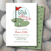 Golf 50th Birthday Party Hand Drawn Modern Green Kaart