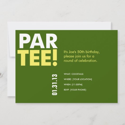Golf 50th Birthday Party Kaart (Achterkant)