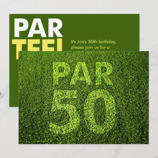 Golf 50th Birthday Party Kaart (Voorkant / Achterkant)