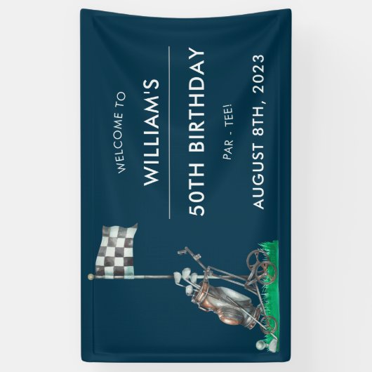 Golf 50th Birthday Party Spandoek (Verticaal)