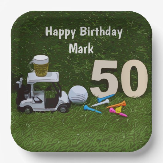 Golf 50th Birthday to golfer Papieren Bordje (Voorkant)