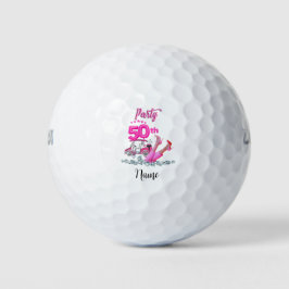 Golf 50th Birthday woman golfer roze thema Party Golfballen