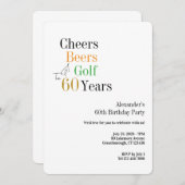 Golf 60e verjaardag Cheers Beers Minimal Kaart (Voorkant / Achterkant)