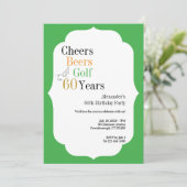 Golf 60e verjaardag Cheers en bieren Groen Kaart (Staand voorkant)