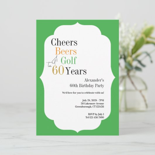 Golf 60e verjaardag Cheers en bieren Groen Kaart (Staand voorkant)
