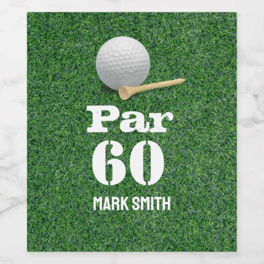 Golf 60e verjaardag met bal op groen voor golfer wijn etiket (Enkel label)