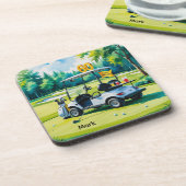 Golf 60e verjaardag met golfkar op groen bier onderzetter (Linkerzijde)