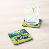 Golf 60e verjaardag met golfkar op groen bier onderzetter (Rechterzijde)