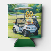 Golf 60e verjaardag met golfkar op groen blikjeskoeler (Voorkant)