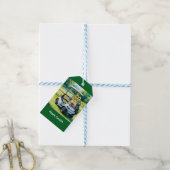 Golf 60e verjaardag met golfkar op groen cadeaulabel (Met Touw)
