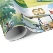 Golf 60e verjaardag met golfkar op putting green cadeaupapier (Rol Hoek)