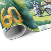 Golf 60e verjaardag met golfkar op putting green cadeaupapier (Rol Hoek)