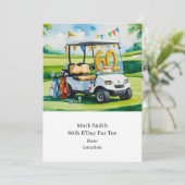 Golf 60e verjaardag met golfkar op putting green kaart (Staand voorkant)