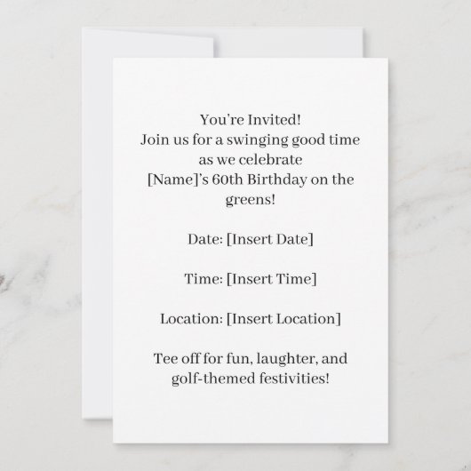 Golf 60e verjaardag met golfkar op putting green kaart (Achterkant)