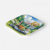 Golf 60e verjaardag met golfkar op putting green papieren bordje (Gebogen)