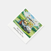 Golf 60e verjaardag met golfkar op putting green servet (Hoek)