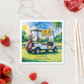 Golf 60e verjaardag met golfkar op putting green servet (Insitu)