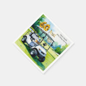 Golf 60e verjaardag met golfkar op putting green servet (Hoek)