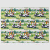 Golf 60e verjaardag met golfkar op putting green tissuepapier (Voorkant)