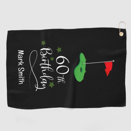 Golf 60e verjaardag voor u met Golf Vlag Golfhanddoek (Horizontaal)