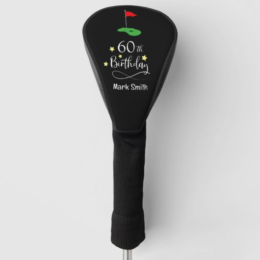 Golf 60e verjaardag voor u met Golf Vlag Golfheadcover (Voorkant)
