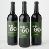 Golf 60e Verjaardags Golfer met golfbal en t - shi Wijn Etiket (Flessen)