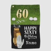Golf 60th Birthday met golfbal op groen Golfhanddoek (Voorkant)