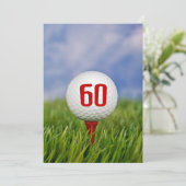 Golf 60th Birthday Party Invitation Kaart (Staand voorkant)