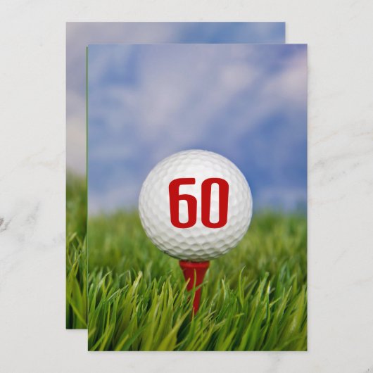Golf 60th Birthday Party Invitation Kaart (Voorkant / Achterkant)