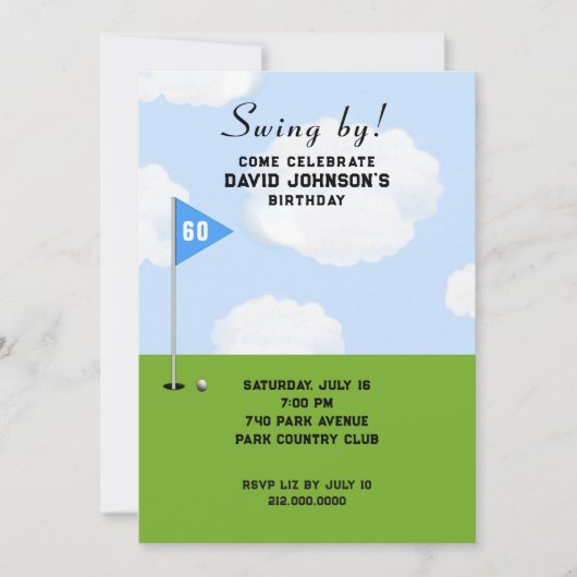 Golf 60th Birthday Party Kaart (Voorkant)