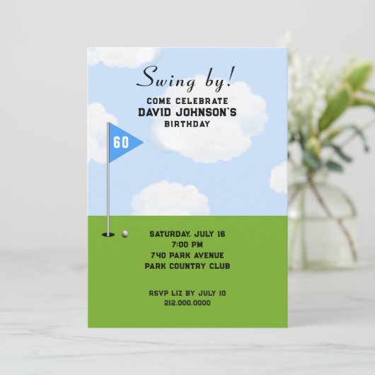 Golf 60th Birthday Party Kaart (Staand voorkant)