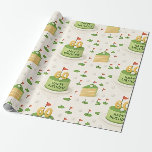 Golf 60th Birthday voor Golfer Cadeaupapier (Uitgerold)