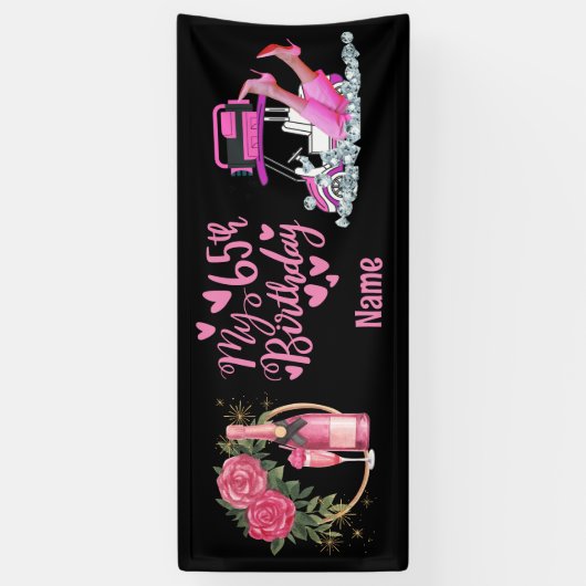 Golf 65th Birthday in Roze thema voor vrouwelijke  Spandoek (Verticaal)