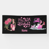 Golf 65th Birthday in Roze thema voor vrouwelijke  Spandoek (Horizontaal)