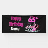 Golf 65th Birthday in Roze thema voor vrouwelijke  Spandoek (Horizontaal)