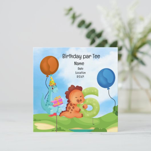 Golf 6e Verjaardag thema voor kind golfer Party Kaart (Staand voorkant)