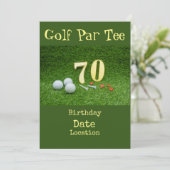 Golf 70e Golfverjaardag Par T-shirt feestuitnodigi Kaart (Staand voorkant)