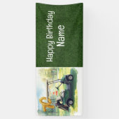 Golf 70e Verjaardag Banner met Golfkar, (Verticaal)