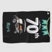 Golf 70e verjaardag met golfkar golfhanddoek (Horizontaal)