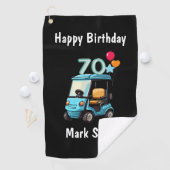 Golf 70e verjaardag naar Golfer met Golf Cart grap Golfhanddoek (Insitu)