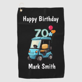Golf 70e verjaardag naar Golfer met Golf Cart grap Golfhanddoek