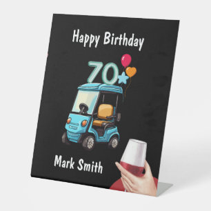 Golf 70e verjaardag naar Golfer met Golf Cart grap Reclamebord Met Voetstuk