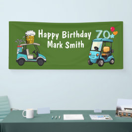 Golf 70e verjaardag naar Golfer met Golf Cart grap Spandoek