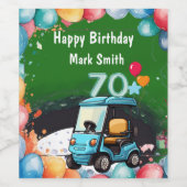 Golf 70e verjaardag naar Golfer met Golf Cart grap Wijn Etiket (Enkel label)