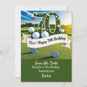 Golf 70e Verjaardagsfeest met golfbal t-shirt Kaart