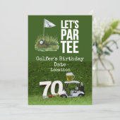 Golf 70e Verjaardagsfeest met golfbal t-shirt Kaart (Staand voorkant)