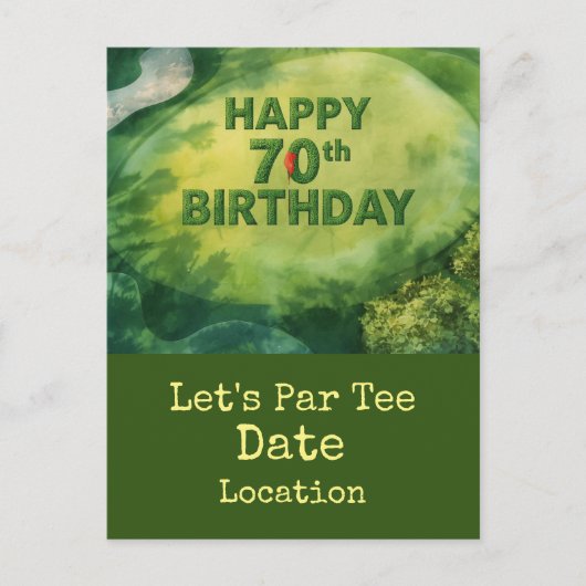 Golf 70ste verjaardag Par Tee feest uitnodiging (Voorkant)