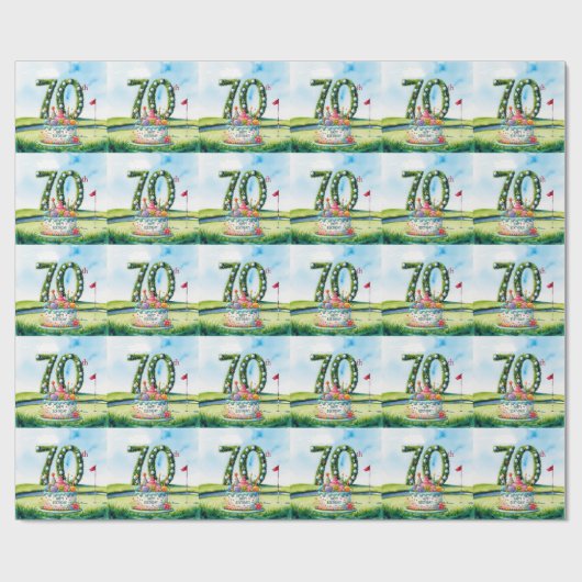 Golf 70ste verjaardag voor golfer cadeaupapier (Vlak)